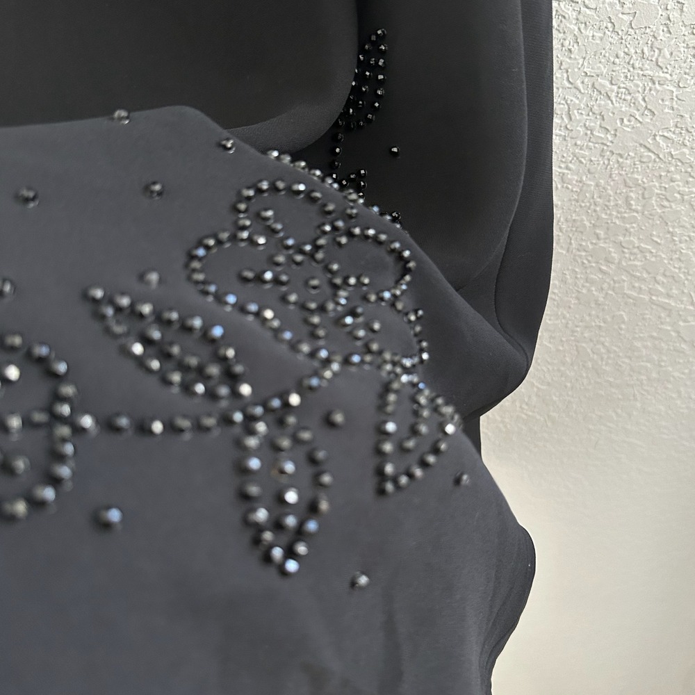 Y2K S.L. Fashions Midi Dress 16 Black A-Line Beaded‎ Witchy Goth Party Halloween - Picture 4 of 10